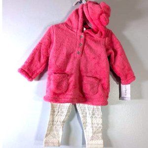 NWT Carter's Baby Girl's 2-PC Cardigan Leggings Set Hood Fair Isle 6M 9M…